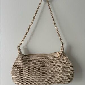 Tan Woven Shoulder Bag